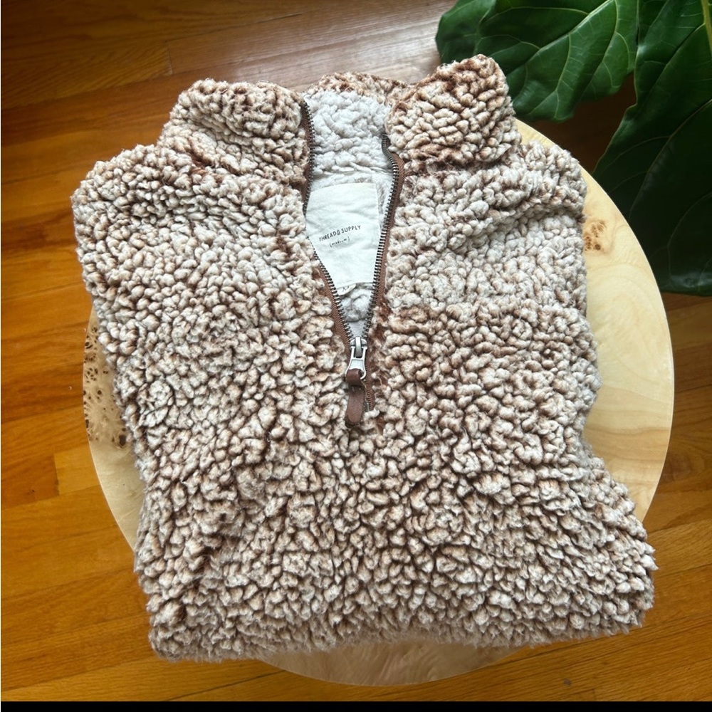 Thread and Supply Brown Sherpa Quarter Zip